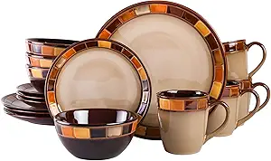 Gibson Casa Estebana 16-piece Dinnerware Set Service for 4, Beige and Brown - 70736.16RM